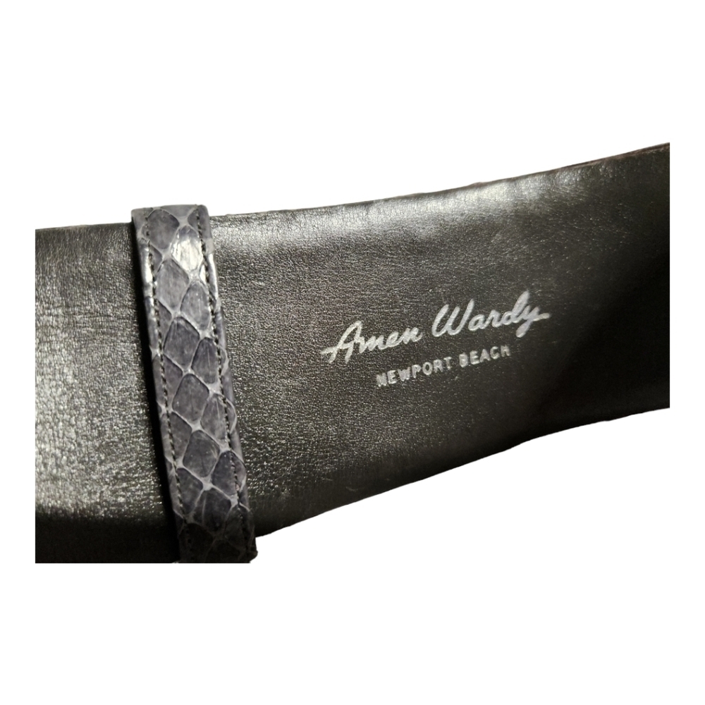 Rare Judith Lieber Python Leather Metal Buckle Be… - image 4